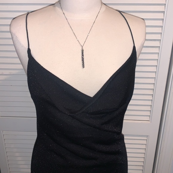 525 Cowl Neck Lurex Black Mini Dress NWT size Medium Short - Picture 9 of 9